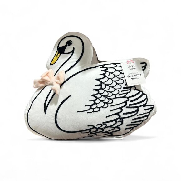 Day Dream Society Other - Daydream Society White Dove Decorative Pillow Pink Bow Embroidered 18in